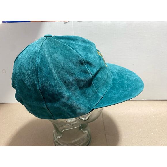 Vintage Black Comb Mountain Ski Hat Merkley - Turquoise Suede - cool Strap!! - Picture 4 of 10